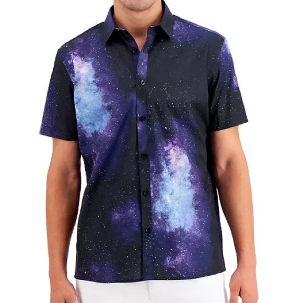 INC INTERNATIONAL CONCEPTS
Men's Galaxy Print Short-Sleeve Shirt